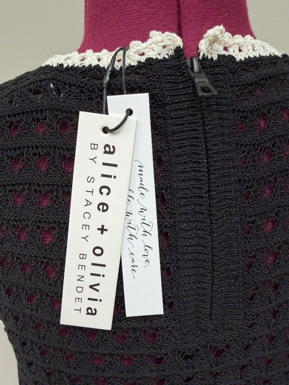 NWT Alice + Olivia "Florrie" Black Crochet Mini Skirt and Top Set - Size XS - Picture 14 of 16